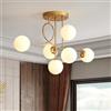 KlkrzJwy Lampada da soffitto a Globo in Vetro a 6 luci, Moderna, da soffitto, Semi-incassata, in Metallo Nero, a LED, per Cucina, con Base E26, per Sala da Pranzo, Soggiorno, Ingresso