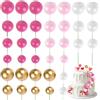 URAQT Palline Sfera Cake Topper, 36 Pezzi Topper Foam Ball Torta, Decorazioni Torta Compleanno, Decorazioni in Schiuma per Cupcake per Torte, Feste di Compleanno, Matrimoni, Anniversari, Rosa