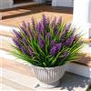 Aisamco Piante artificiali all'aperto per la decorazione, 12 fasci di erba scimmia finta con fiori Arbusti realistici resistenti ai raggi UV per il giardino della finestra della fioriera sospesa del cortile
