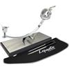 FERRETERIA LEPANTO Porta Prosciutto Professionale Girevole e Basculante, Supporto Porta Prosciutto con Base in DM e Lamiera di Acciaio Inox Modello Serrano (Set Nero)