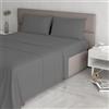 Italian Bed Linen Set Lenzuola Letto Matrimoniale Cotone Max Color, Lavorato in Italia - Completo Letto, Lenzuolo sotto con Angoli, Telo sopra 240x300 cm e 2 Federe con Patella Interna, Grigio Scuro