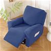 WWQQKJ Copripoltrona Relax Reclinabile, Copripoltrona Elettrica Reclinabile Elasticizzato con Tasche Universale Copri Poltrona Elettrica Reclinabile con Braccioli(Blu,1 Posto)