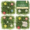 MIJOMA Set di 4 tappetini in erba artificiale con fiori, per primavera, Pasqua, matrimonio e compleanno (12 x 12 cm)