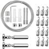 HingtTraum Kit Cavo in Acciaio 5m con 12 Ganci, Filo Tenda in Acciaio Inox, Cavo Tenditore per Tende, Foto, Bucato, Finestra e Decorazione