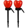 YARNOW Luci Solari Cuore 2 Pezzi 1,2v ABS PP Giardino Esterno | Luce Bianca Calda Notturna, senza Cavi, per Prato, Aiuole e Vialetti, Rosso