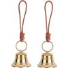 Goktvai 2pz Vintage Campanelli in Ottone per Pomello della Porta, Dorati Campanello Sospeso con Corda per Decorazioni da Giardino Campanelli da Ingresso Negozianti Regalo di Inaugurazione della Casa