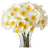 TULEBOLIAN 6pcs Fiori di narciso artificiali,39 cm,giallo e bianco,fiori di narcisi finti, per casa, feste, ufficio, giardino, matrimoni, centrotavola