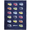 BRISA VW Collection - Volkswagen coperta calda e vellutata in morbido pile, plaid vintage per divano/letto/camper, Campervan T1 Bus (Blu/150x200cm)