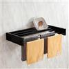 TWSOUL Stendibiancheria da parete con 4 aste, da 50 cm, allungabile, pieghevole, in acciaio al carbonio, salvaspazio, per bagno, balcone, terrazza (nero senza ganci)