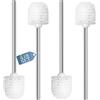 AstraLoom Set di 4 spazzole per WC con manico in acciaio inox, 7,5 cm, con testa in plastica intercambiabile (bianco)