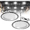 Dibaful 2 Pezzi 200W LED lampada da soffitto per officina 6500K bianco freddo faretto da soffitto | IP65 impermeabile UFO illuminazione per capannoni faretto per capannoni lampada industriale