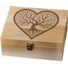 arricraft 1 scatola dei ricordi in legno, con albero della vita, cuore e coperchio incernierato, per souvenir, foto, lettere, 24,5 x 19,5 x 10,3 cm