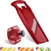 Börner Wave-Waffle PowerLine Tagliaverdure Ondulato + Porta Verdure (Set da 2 Pezzi) - Mandolina a Onda e Waffle - Affettatrice per Patate a Reticolo e Patatine Fritte - Colore: Rosso