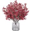 N&T NIETING Fiori artificiali, 12 Pezzi Gypsophila fiori artificiali per fai da te, matrimoni, bouquet, feste, tavoli, composizioni floreali e decorazioni per la casa e l'autunno (carmine)