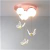 HSLJ1 Lampadario a sospensione a LED da soffitto per cameretta dei bambini, moderno, da 45 cm, con luce calda e fredda, per ragazzi e ragazze, a forma di farfalla, altezza regolabile.
