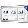 Master of Boards Mob Bacheca 4xA4 Resistente alle intemperie incl. 8 magneti Box Informazioni Bacheca Magnetica e scrivibile Bacheca per Poster con Cornice in Alluminio e Vetro Acrilico (3 x A4)