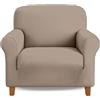 IlGruppone Copridivano in Velluto Elegante Impermeabile Tessuto Elasticizzato Antimacchia Copripoltrona Salva Divano Due Tre Posti Cover Sofà Universale Certificato Oekotex - Tortora - Copripoltrona