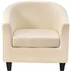 WWQQKJ Copripoltrona 1 Posto Chesterfield Elasticizzato 2 Pezzi Tinta Unita Fodere Poltrona da Cocktail Antiscivolo con Coprisedile per Bar Soggiorno Camera da Letto Club(Beige)