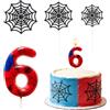 QYEHF Candela di compleanno di rete di ragno,Candeline Compleanno Numeri,Candele Numero Compleanno,Candela ragnatela Torta Compleanno per Decorazione Festa Tema Torta 9.2CM (Numero 6 anni)