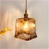KRUIHAN Lampada a Sospensione Vintage in Ottone,E27 Luci a Soffitto a Sospensione,Ambra Lampadario di Vetro Soffitto Paralume per Farmhouse Corridoio Portico Cucina Camera da Letto Soggiorno,Stile F-3