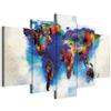 Cuadros B&D XXL - Quadro 200x100 cm 5 Pezzi - Stampa su Tela Strutturata XXL Grande - Quadri Moderni Componibili Camera da Letto Matrimoniale - Stampe da Parete Arte - mappa del mondo k-A-0011-b-n