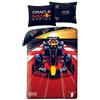 Halantex Parure da letto VERSTAPPEN Formula 1 Red Bull Racing 100% cotone - Copripiumino 140 x 200 cm e federa per cuscino grande 70 x 90 cm