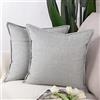 Madizz 2 Pezzi Lino in Poliestere Copricuscini Morbido Decorativo Fodere per Cuscino Lusso Stile per Divano Camera da Letto 40x40 cm Grigio Chiaro
