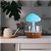 Weljoy Lampada da tavolo a forma di nuvola a forma di fungo, 7 LED che cambiano colore, con suoni gocciolanti, ricaricabile tramite USB, decorazione da scrivania per casa, ufficio (base con venature