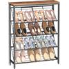 HOOBRO Scarpiera a 5 Ripiani Inclinati, Scaffale Portascarpe Stretto per 12-16 paia, Stile Industrial, per Corridoio, Camera da Letto, Ingresso, Marrone Vintage e Nero EBF20XJ01