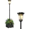 Outsunny Lanterna solare da terra con vaso di fiori, 195 cm, per esterni, con 2 livelli di luminosità, sensore di luce, interruttore IP44, lanterna solare per giardino, balcone