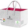 Sinand Cestino Della Spesa, Borsa Della Spesa Con Manico, Robusta/Ben Fatta/Pieghevole La Borsa Di Feltro Di Stoccaggio Per Gite All'aperto, Picnic, Shopping (Grigio Chiaro - Rosato)
