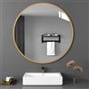 Generic Specchio Rotondo Da 40/50/60/80cm,Specchio Da Bagno Anti-Rottura Da Appendere E Appoggiare,Specchio Rotondo Da Parete Con Cornice In Lega Di Alluminio Per Bagno, Soggiorno, Ingresso(Gold,30cm)