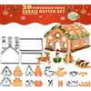 Honicemar Set di 18 Formine per Biscotti Natalizi in Acciaio Inossidabile Stampi da Forno 3D Strumenti di Cottura Fai-da-te, Casetta Pan di Zenzero Fiocco di Neve Babbo Natale e Altre Forme