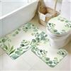 TNKBREEZE Set di 3 tappeti da bagno lavabili con foglie e tappetini igienici, morbidi e spessi, antiscivolo, per lavanderia, hotel, cucina, vasca, decorazione per la casa, verde