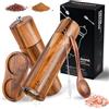 TEGOVE Macina pepe Manuale,Set Macina Sale e Pepe in Legno,2 Pezzi,Macina Pepe Sale,Meccanismo di Macinazione in Ceramica Regolabile con Vassoio e Pennello per Spezie, Cumino, Sesamo, Paprika