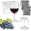 TEUYOE Set di 2 bicchieri da vino da campeggio, 200 ml in plastica con sacchetti per la conservazione e scatola portaoggetti per feste, viaggi, campeggio, picnic, vino rosso, vino bianco e cocktail