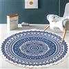 Duories Tappeto rotondo in cotone bohémien, lavabile, tessuto a mano, con nappe, per camera da letto, corridoio, soggiorno e tavolino da caffè, lavabile in lavatrice, 120 cm, fiori #20