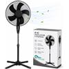 AND HOME Ventilatore a Piantana Ø 40 cm NERO - FACILE MONTAGGIO - 50 W - 3 Velocità - STABILE e SILENZIOSO - Oscillazione Orizzontale - Altezza Regolabile 103-130 cm - Testa Inclinabile - Base a Croce