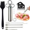 Cycayit Iniettore per carne in acciaio inox da 60 ml con 3 aghi, siringa per marinata per barbecue, carne di tacchino per manzo, pollo e maiale, lavabile in lavastoviglie, facile da pulire
