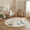 Carpetsale24 Tappeto per Bambini Dinosauri Tappeto Gioco Rotondo 200 cm per Cameretta in Crema con Motivo Dino ideale per grandi aree di gioco