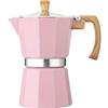 Generic Caffettiera espresso in alluminio vintage, 150 ml/300 ml, Moka Pot con manico in finto legno, per la casa (300 ml, rosa)