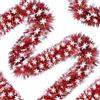 Risipu Ghirlanda natalizia da 10 m, colore: rosso metallizzato lucido, con fiocco di neve bianco, decorazione per albero di Natale, matrimoni, compleanni, feste di Capodanno