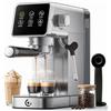 AMZCHEF Macchina Caffè Espresso 20 Bar in Acciaio Inox con Display Touch LED, Montalatte a Vapore, Funzione Decalcificazione, Serbatoio da 1,2 L, per Espresso, Cappuccino e Latte Macchiato