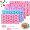 SCHYIDA 5 Stampi in Silicone per Caramelle Stampi per Caramelle Gommose a Forma di Animale Ciambella e Cuore Stampini in Silicone per Cioccolato Caramelle Cubetti, con 2 Contagocce