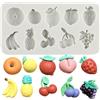 MINFEIDMS Stampo in silicone a forma di frutta, banana, limone, carota, uva, fragola, ciliegia, cioccolato, fondente, per decorare torte di zucchero, cupcake, pasta di gomma, pasta polimerica