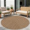 Carpetsale24 Tappeto Outdoor Rotondo 120 cm Beige, Resistente alle Intemperie Facile da Pulire, Tappeto Look Juta Naturale per Terrazza Balcone Soggiorno