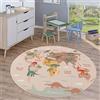 Paco Home Tappeto Bambini Rotondo Tappeto Bambini Cameretta Tappeto Da Gioco Tappeto Stradale Moderno Bambini Bambine, Dimensione:Ø 160 cm tondo, Colore:Beige 3
