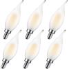 MZYOYO Lampadina a LED E14, a forma di candela E14, 4 W, luce bianca calda, 4 W, sostituisce 40 Watt, lampada a filo retrò, 400 lm, 2700 K, vetro, non dimmerabile, opaca, 6 pezzi