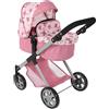 Bayer Chic 2000® Passeggino per bambole Mila 2 in 1, fiori rosa, manico regolabile in altezza 39-72 cm, telaio moderno, bambole fino a 50 cm, 3-7 anni