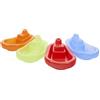 Idena 40332 - Barchetta da Bagno con Fori per spruzzare, Set da 4, Barche galleggianti in Colori Vivaci, Giocattoli da Bagno per Bambini dai 18 Mesi, Adatti per Vasca da Bagno, Piscina e sabbiera